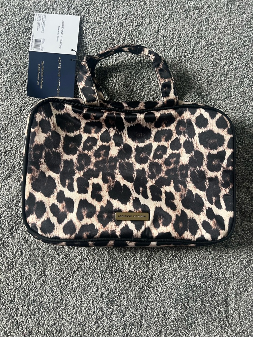 Adrienne Vittadini Leopard-Print Cosmetic Case in Black and Brown